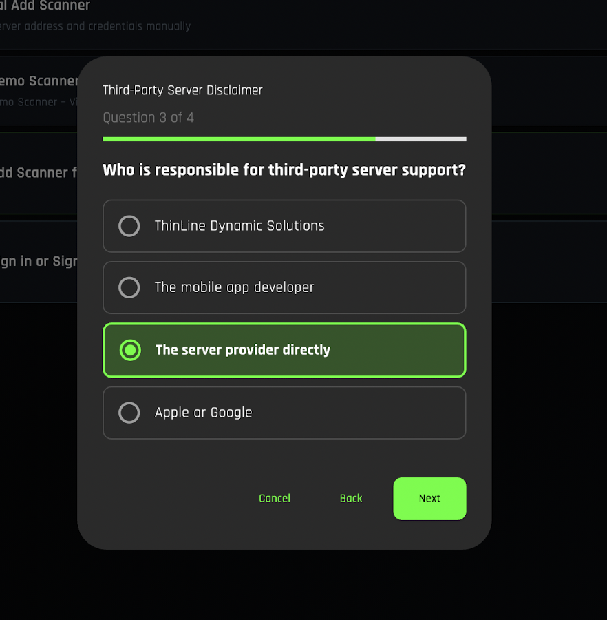 Question screen 3 of 4