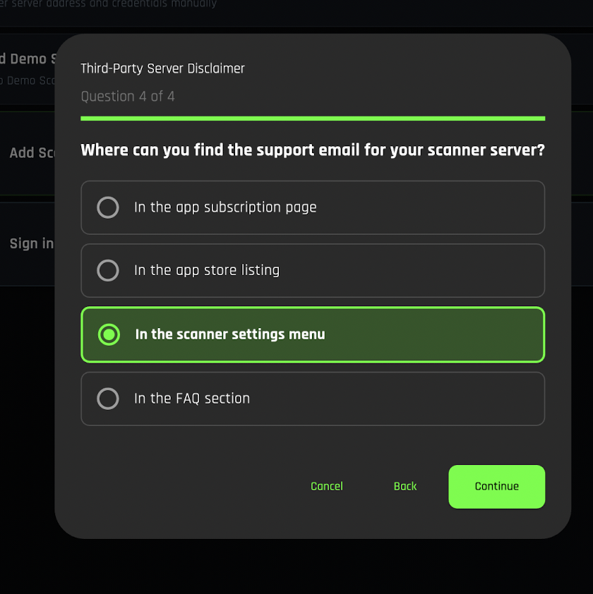 Question screen 4 of 4